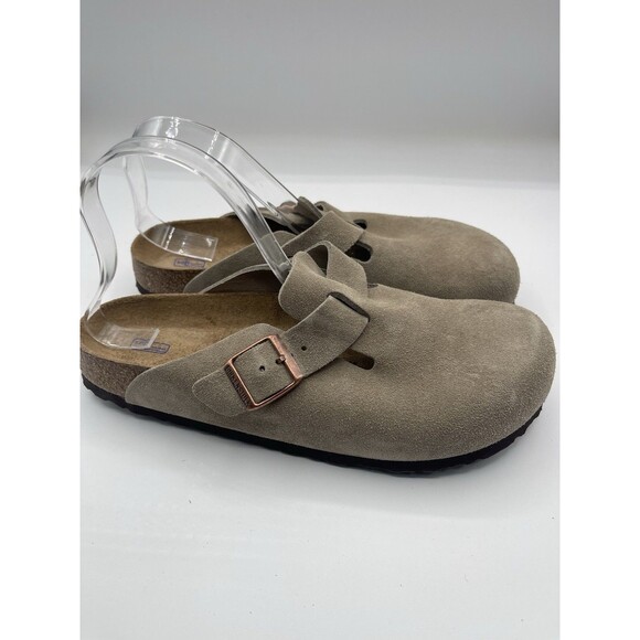 Birkenstock Boston Clogs Shoes Unisex Taupe Suede Casual Size 41 EU 10 US New - Picture 1 of 7